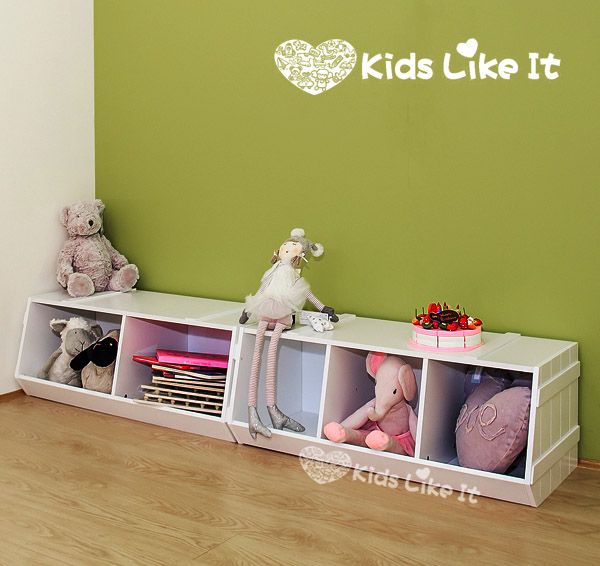 KIDS Stackable White Wooden Children’s Toy Storage Unit/Shelf/Box 2